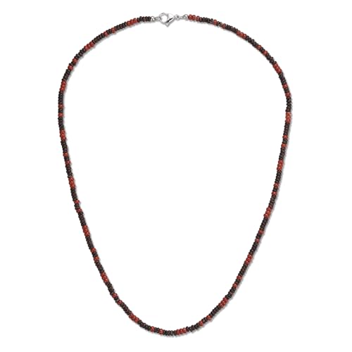 COAI Western Jewelry Crystal Necklace for Men, Coconut Shell Red Jasper Beaded Necklace for Men 24"