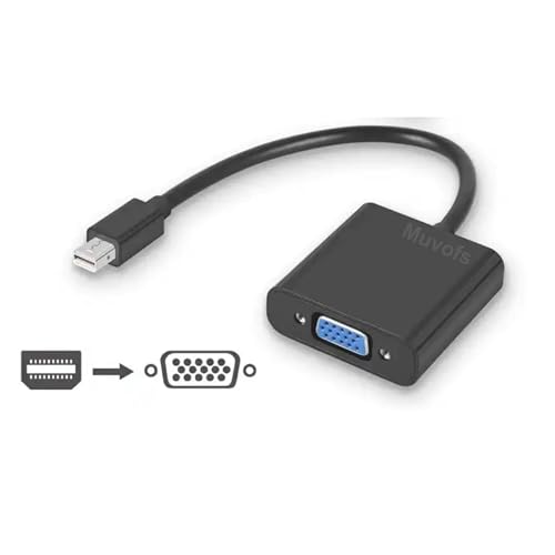 Image of Mini DP to VGA Adapter, Mini Display Port Male Thunderbolt Compatible to VGA Female Converter, Black MFMDPMVGF