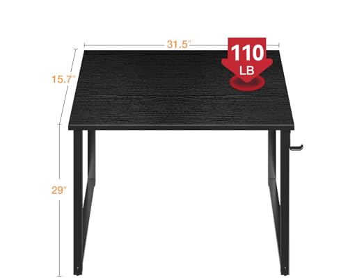 Image of Casaottima 32 Inch Small Computer Desk for Home Office, Study Writing Table for Small Spaces, Simple Modern Desk with Headphone Hooks, Black