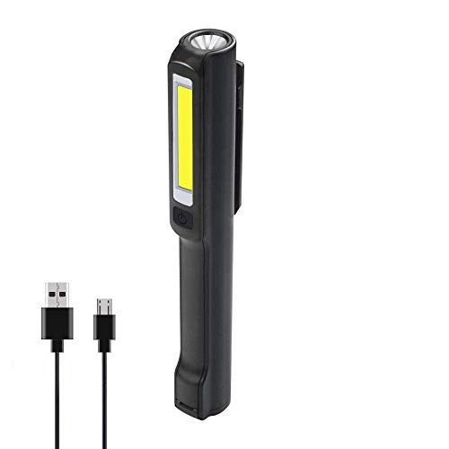 USB Rechargeable Work Light, Portable COB Work Inspection Lights+LED Flashlight with Magnetic Base & 120ΓΒ° Rotating Clip, Multi Dimming Modes, for Car Truck Repair,Home Using, Emergency (black) USB Rechargeable Work Light, Portable COB Work Inspection Lights+LED Flashlight with Magnetic Base & 120ΓΒ° Rotating Clip, Multi Dimming Modes, for Car Truck Repair,Home Using, Emergency (black)