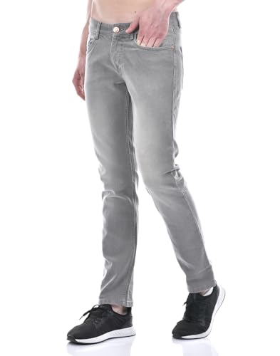 Image of Numero Uno Men's Grey Low Rise Skinny Fit Sustainable Jeans
