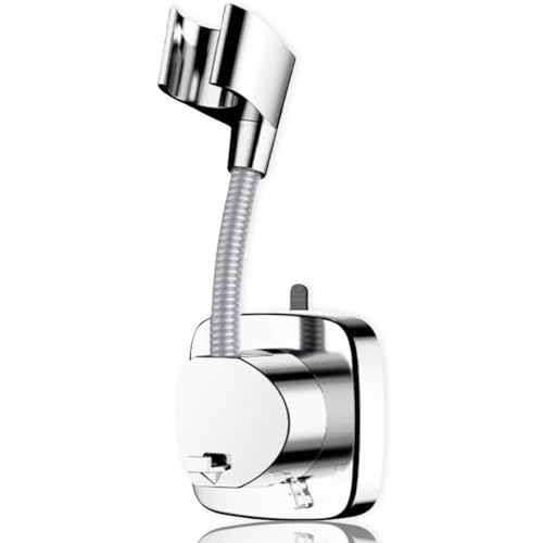 Support Pommeau de Douche Mobile Sans Percage à Ventouse - Support Douche Orientable 360° pour Salle de Bain/Piscine/Balcon, Modèle Carré Argenté, Chromé