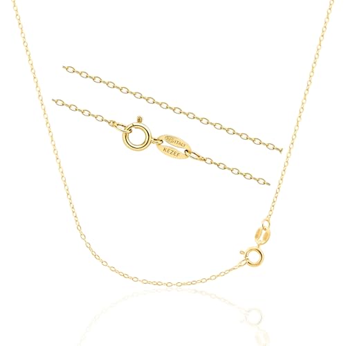 Kezef 1mm 925 Sterling Silver Necklace for Women | 16-36 inch long Silver, 18k Gold, Rose Gold Necklaces for Women - Made In Italy Real Cable Chain Jewelry | Dainty cadena de plata s925 para mujer
