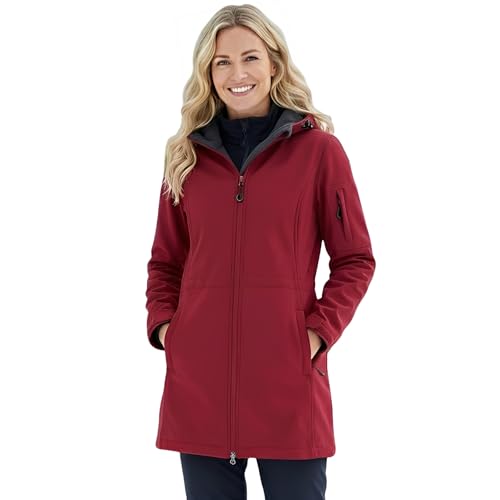 chiguomaoyi Chaqueta de Entretiempo Mujeres Chaquetas Impermeables Softshell con Capucha Otoño Invierno Windbreak Impermeable lluvia para mujer (Rojo,XL)