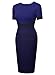 Miusol Women's Official Scoop Neck Optical Illusion Business Pencil Midi Dress,Blue,Small
