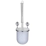 axentia WC-Garnitur Atlantik in Silber, WC-Bürste mit Wandhalterung, verchromte WC-Bürstenhalterung mit Schale aus gefrostetem Kunststoff