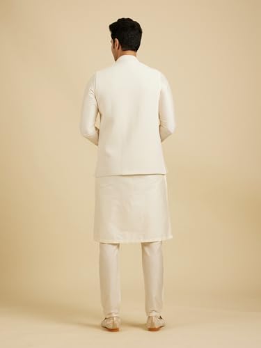 Image of Manyavar Men's Rayon Blend Textured Ethnic Jacket (1pc)