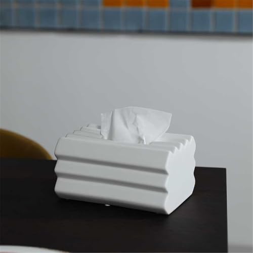 Nowoczesny beżowy ceramiczny pokrowiec na chusteczki - kreatywny dozownik chusteczek do twarzy do salonu i stołu jadalnego - stylowy uchwyt na serwetki i akcent do wystroju domu