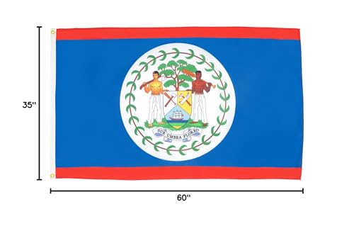 Image of AZ FLAG - Belize Flag - 3x5 Ft - 100D Polyester Belizean Banner with Two Metal Grommets - Fade Resistant - Vivid Colors - 3' x 5' Feet - 150x90 Cm