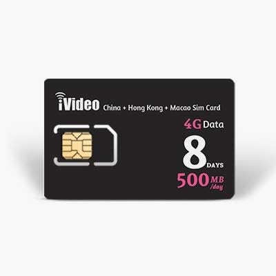 iVideoWiFi CH+HK+MC SIM Card Unlimited Data 500MB in 4G Speed (8 Days)