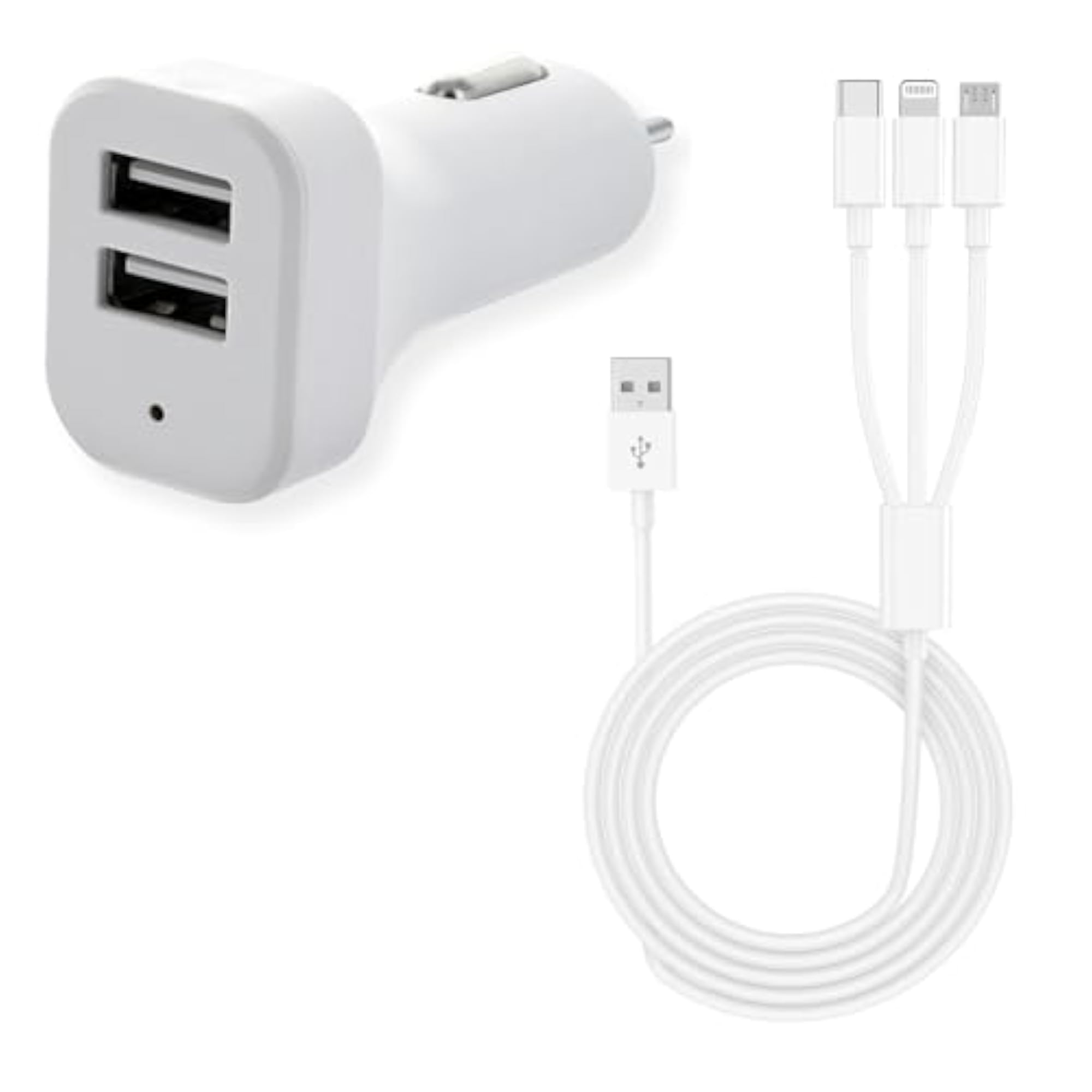 Auto Addict 2 Ports Fast Car Charger with 3 in 1 Cable