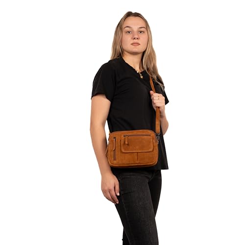 Suede Leather Hadley Compact Handbag for Women with Universal Holster and Locking Zippers2