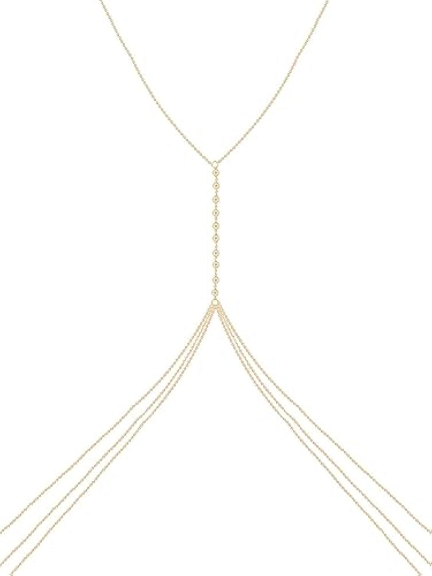 Women's Layered Gold Toned Body Chain, Elegant Design