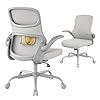 Office Chair, Mesh Ergonomic Desk Chairs, Lumbar Support, Adjustable Height, Flip-up Armrests, Swivel Function and Smooth-Rolling Wheels for Home, Office and Gaming (Gray)