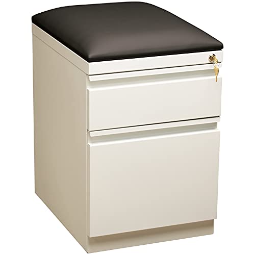 Hirsh 20-In Deep Mobile Pedestal File 2-Drawer Box/File. Black Cushion. White #TOP2