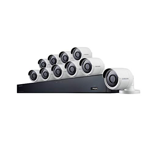 Samsung Wisenet SDH-C85100BF 16 Channel 4MP Super HD DVR Video Security System with 2TB Hard Drive and 10 4MP Weather Resistant Bullet Cameras (SDC-89440BF) - (Renewed)
