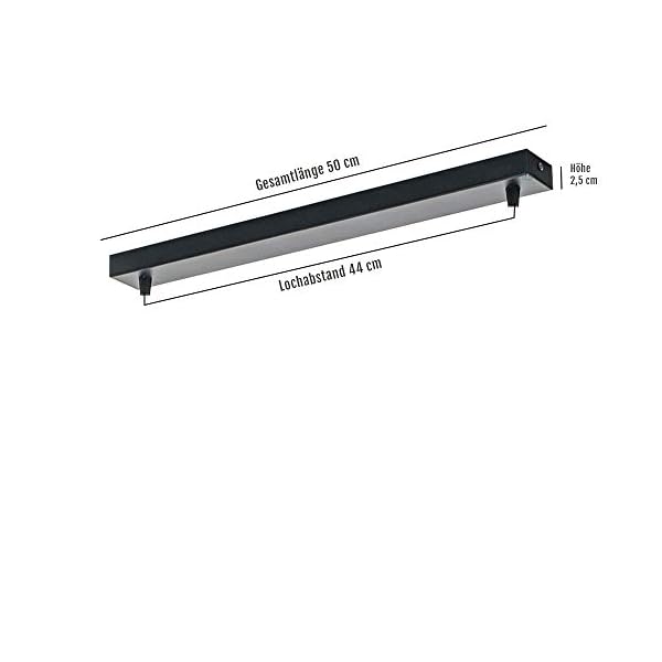 Flairlux Baldachin rechteckig Lampe 2 flammig schwarz Metall Lampenbaldachin rechteckig zum Bau von Deckenleuchten… – Bild 4