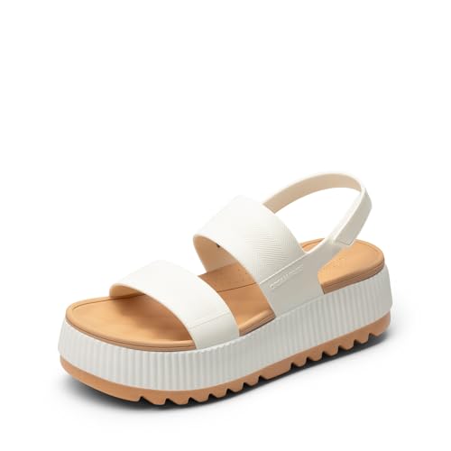 DREAM PAIRS Women's Platform Water Sandals Adjustable Lightweight Waterproof Summer Beach Wedge Chunky Sandals 8 White