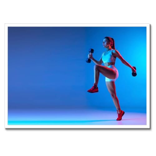 Exercices d'haltères poster de musculation 70 x 50 cm cadre noir