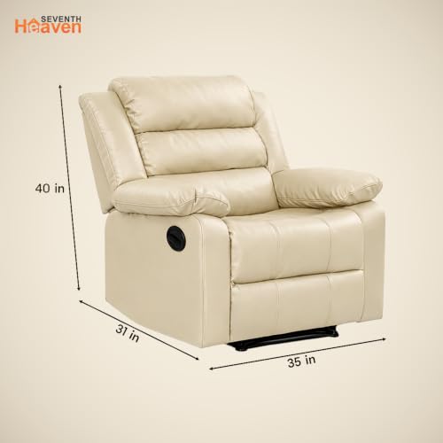 Image of Seventh Heaven Phoenix 1 Seater Motorised Recliner | Single Sofa Chair for Living Room Comfort | Ergonomic Design (Leatherette - Bege)
