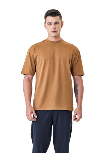 Image of SNITCH Men Oversized Fit T-Shirt | Premium 100% Cotton Breathable Fabric & Smooth Texture | Minimalist Casual Wear T-Shirt with Drop Shoulder & Half Sleeves for Daily Use