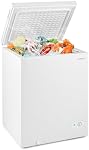 COSTWAY 5 Cu.Ft Compact Chest Freezer, Quiet Deep Fridge Freezer with 7-Gear Adjustable Temperature & Removable Storage Basket, Freestanding Top Open Door for Home, Kitchen, Apartment, White