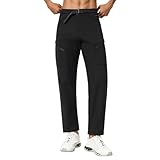 Cexiakong Pantalones de senderismo para hombre con forro polar grueso, impermeables, resistentes al desgaste, ligeros, de secado rápido, para camping, trekking con bolsillos con cremallera, Negro ,