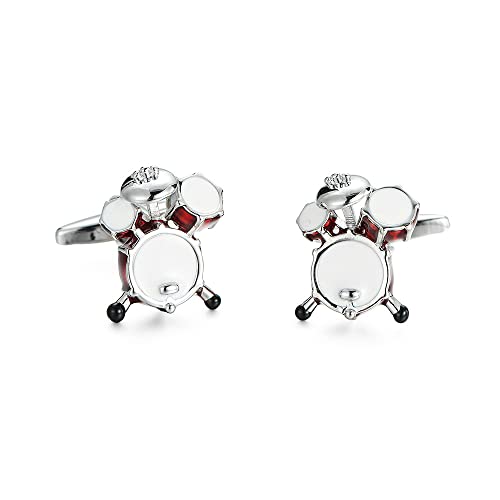 Boutons de Manchette Batterie - Boutons de Manchette Percussions Tambour Caisse et Cymbales Thème Groupe de Musique - Accessoire ou Déguisement Chemise et Veste de Costume Musicien Batteur