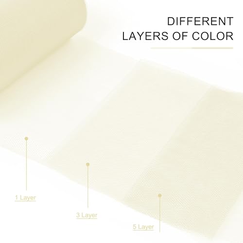 Image of Ivory Tulle Fabric Ribbon 6 Inch by 25 Yards Rolls Fabric Spool Tulle for Gift Wrapping Wedding Decorations Craft Supplies DIY Tutu Skirt Baby Shower Birthday Party