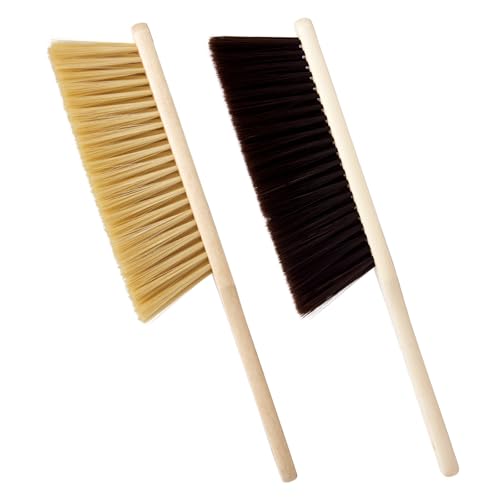 XXFLOWER Soft Bristle Hand Brushes With Wooden Handles Two Pieces Firm Removal Counter Cleaner Perfect For Household Cleaning Home Cleaning and Dusting Brickwork Office Use(Pack of 2)