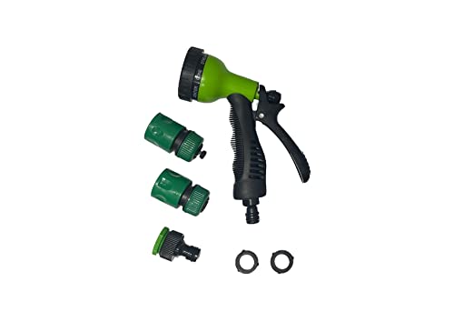 Pistolet d'arrosage multi fonction 8, Douchette jardin tout types embout tuyau standard pulvérisateur Jet nozzle buse d'irrigation gardena VERT. Vendu avec connecteurs adaptateurs 2 diamètres joints.