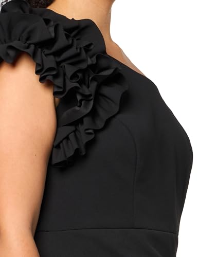 Image of Xscape Women's Xscape Women's Floor-Length, One-Shoulder, with Statement Floral Detail and Draped Fitted Silhouette (Plus)