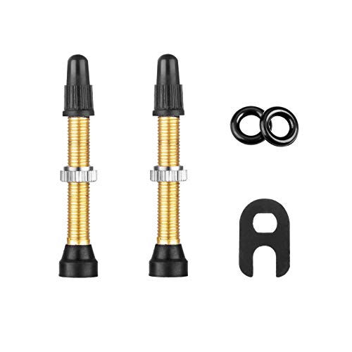 2PCS Tubeless Valves, Brass Tubeless Valve Stem(40 mm), 1PSC Valve Core Remover Tool