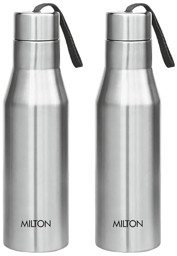MILTON Super 1000 Single Wall Stainless Steel Bottle, 1000 ml, Silver,Set of 1 (Pack of 2)