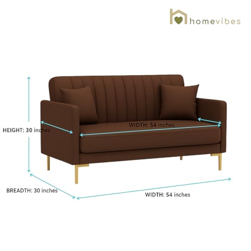 Image of 2 Seater Velum Fabric Sofa Set for Living Room, Modern Design with High Density Foam, Solid Wood Frame, Ergonomic Comfortable Seating for Home & Office (Dark Brown, 2 Seater) | Soft foam comfort, Strong wood frame