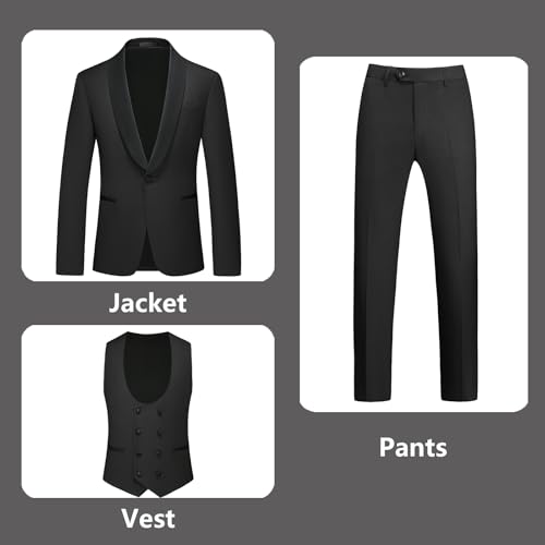 Rogers & Morris Tuxedo Suits for Men Solid 4 Piece Regular Fit Formal Set2