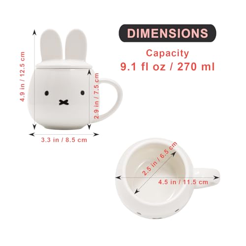 Taza de cerámica japonesa con tapa, diseño de conejo miniatura 6