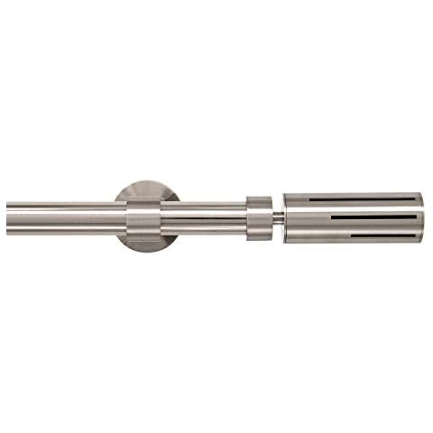 GCurtain Meteor Standard 3/4 inch Adjustable Easy Install Heavy Duty Decorative Window Curtain Rod Set, Brushed Nickel Finish with Black Acrylic (27-47 inch) GC Cover