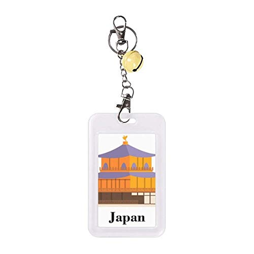 Funda de tarjeta de crédito japonesa amarilla con diseño de templo tradicional oriental