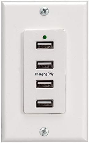 Magnadyne WC-USB-W White Wall Mount 4 USB Charging Ports (White Wall Plate included)