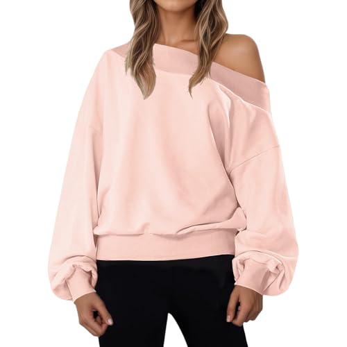 Oversized Sweatshirt for Women 2025 Fall Off Shoulder Long Sleeve Pullover Top Cute Y2k Teen Girls Preppy Clothes