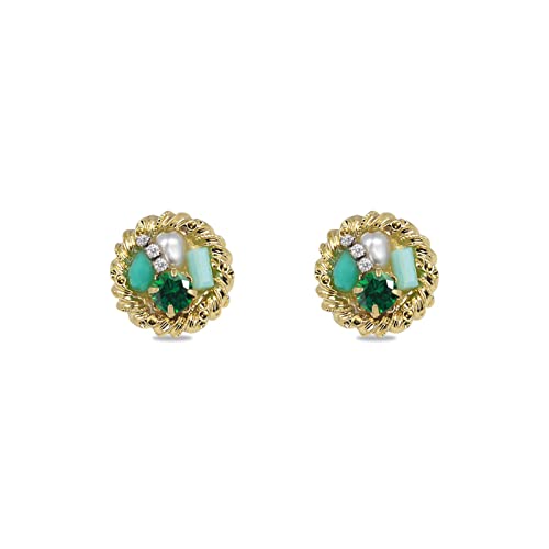 Boucles d'oreilles romantique française en argent et strass rétro