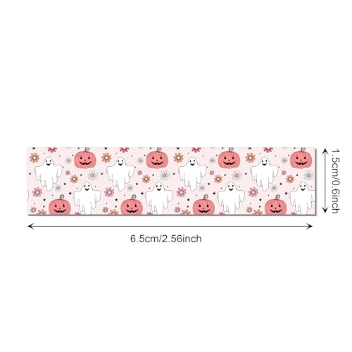 12 Rolls Halloween Washi Tape Pink Halloween Pumpkin Ghost Flower Prints Masking Tape 16.4Ft Cute Decorative Boho Design Tape Stickers for Halloween Scrapbook Journal DIY Art Craft Gift Wrapping - Image 2