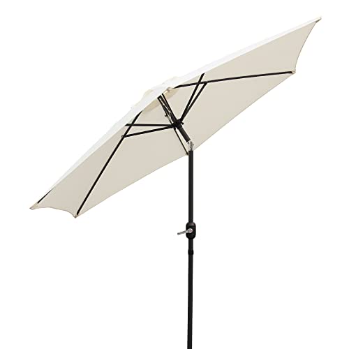 Vivo Technologies 2.7M Garden Parasol Round Garden Umbrella Sun Shading with Hand Crank, Tilt...