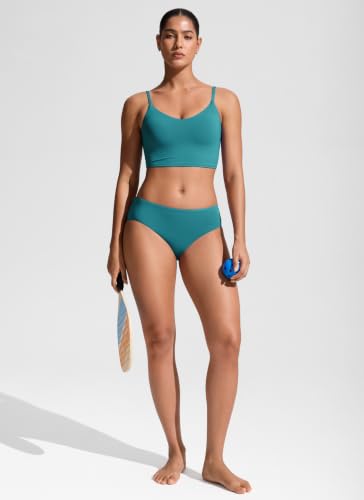 Image of CRZ YOGA Mid Waisted Bikini Bottoms | Mid Cut Leg, Medium Bum Coverage, Full Lining, Swim, Bathing Suit Briefs for Women