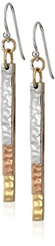 Barse Tri-Tone Linear Drop Earrings