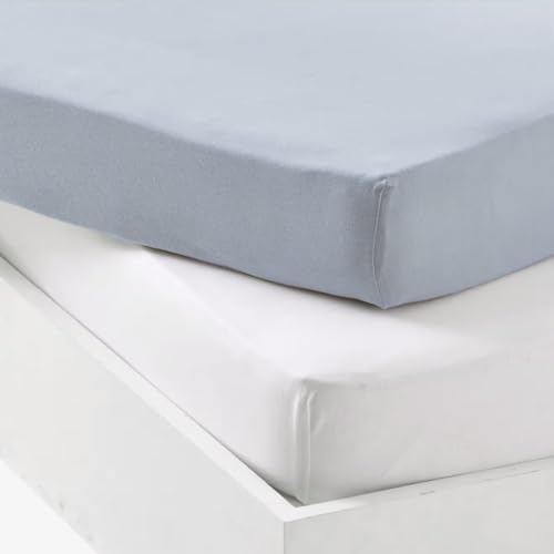 Mon Ptit Dodo - Set Di 2 Fodere In Jersey, 70 X 140 Cm, Colore: Bianco/Azzurro