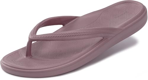 Joomra Women's Flip Flops for Female Beach EVA Toe Post Thong Supportive Slides Home Soft Orthotic Arch Support Summer Sandals Blush Size 9