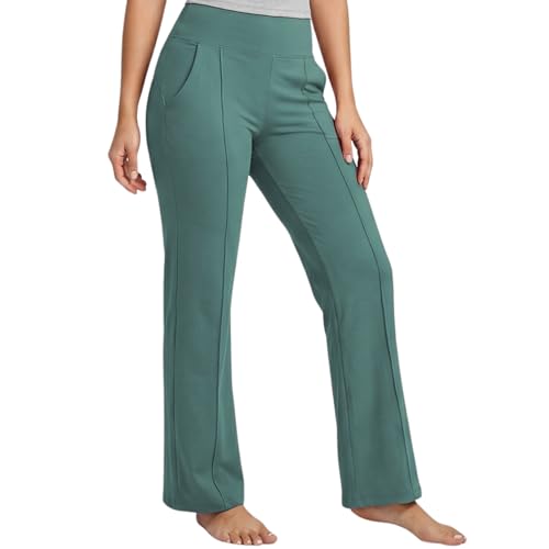 Image of NINQ Women High Waist Flare Pants Lite Regular | Smart Casual Korean Trouser for Office Wear, Gym, Sports, Travel & Daily Styling