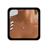 Enautoabs Crysatl Collar Colgante Crysatl Transparente Collar De Cadena De Plata Redonda Collares De Diamantes De Imitación Cz Línea Invisible Collares De Gargantilla Joyas Para Las Mujeres
